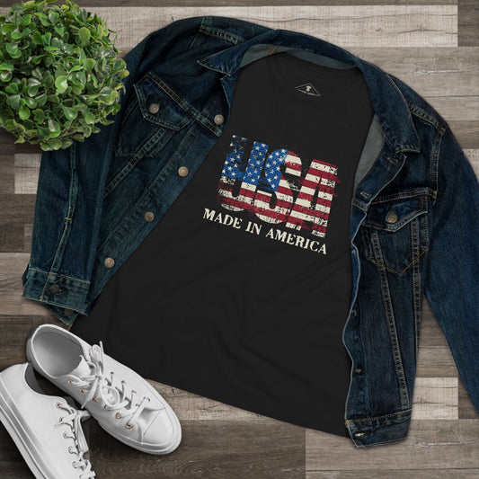 USA Made In America Black Womens T-Shirt
