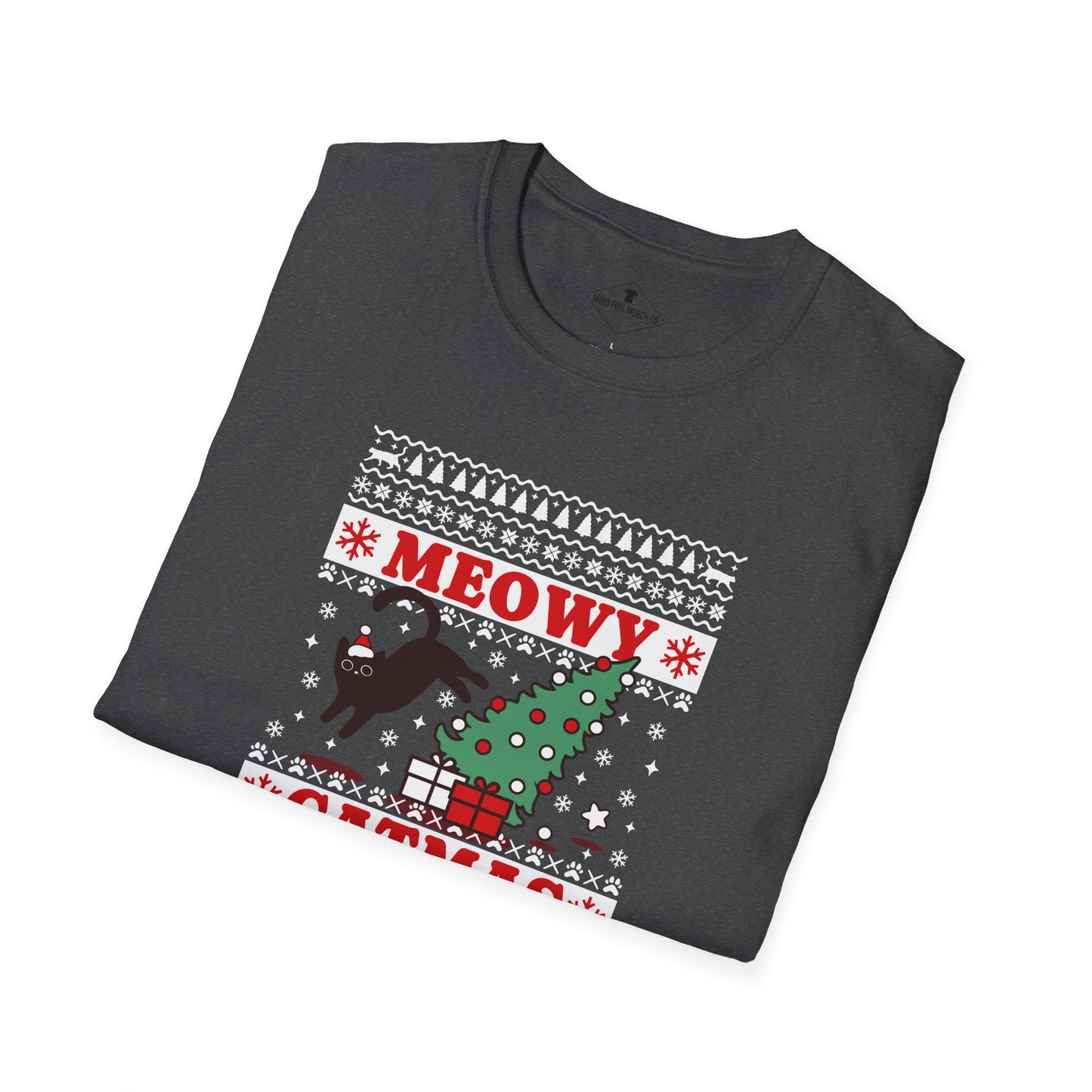 Meowy Catmas Christmas Dark Grey T-Shirt