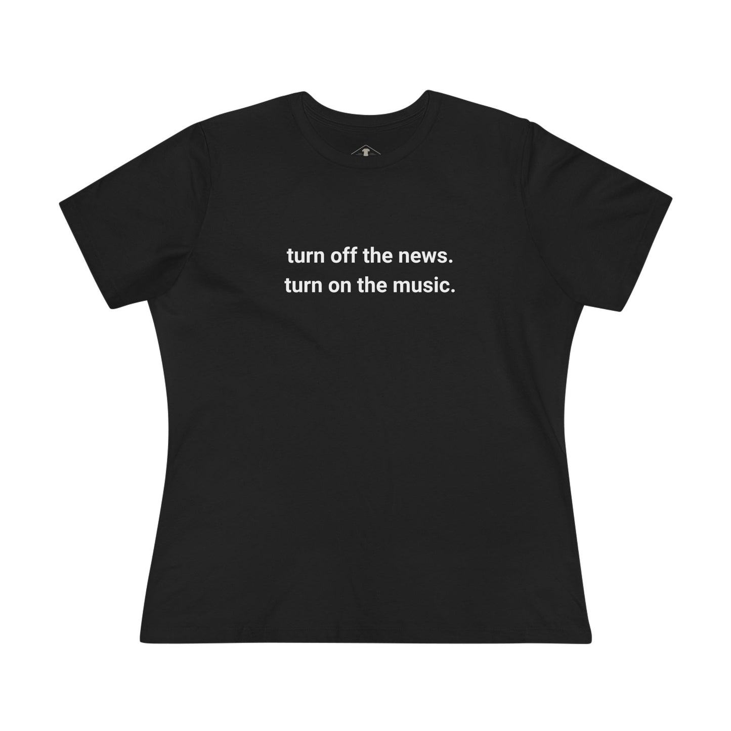 Turn Off The News Black Womens T-Shirt