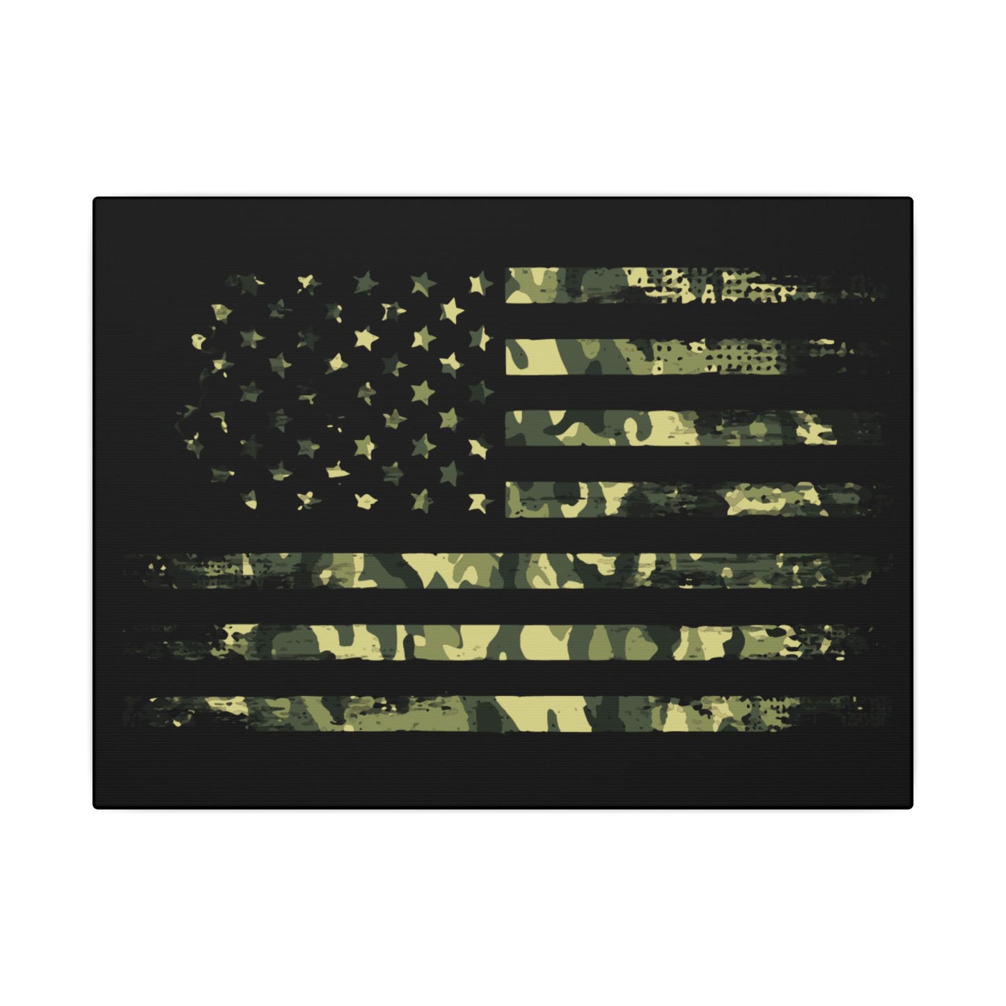 Camo American Flag Black Wall Canvas