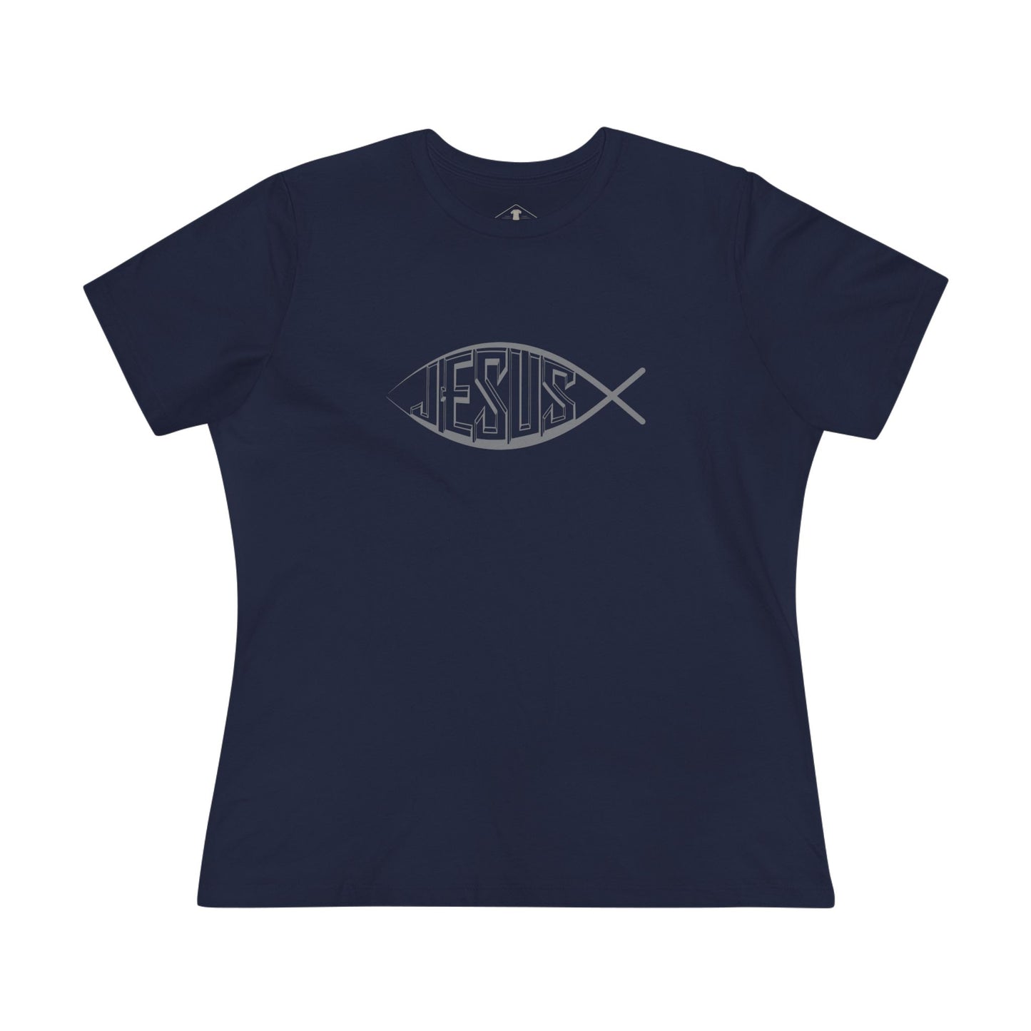 Jesus Fish Navy Womens T-Shirt