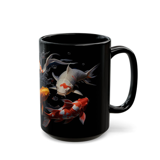 Swimming Japanese Koi Black Mug