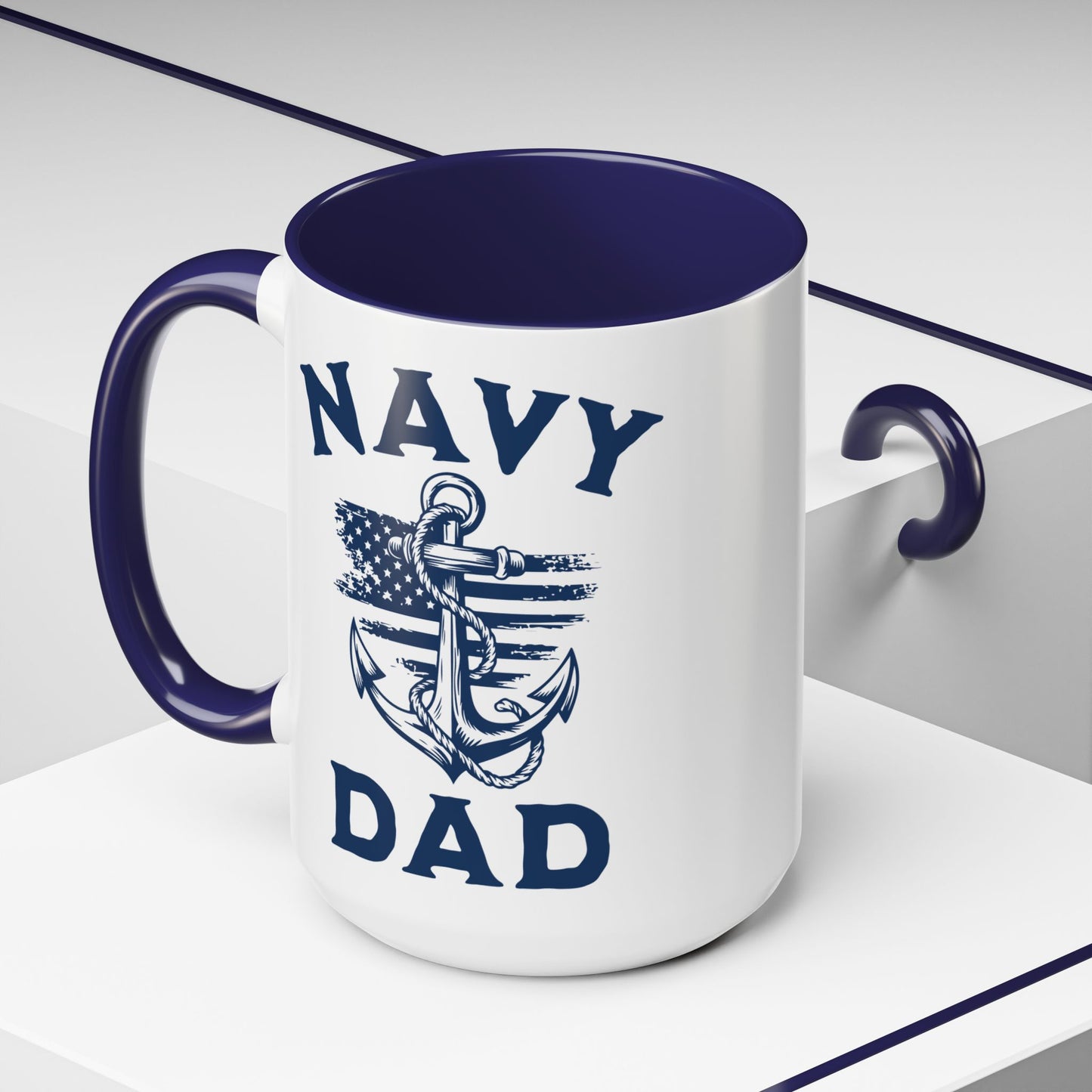 Navy Dad Blue Accent Mug