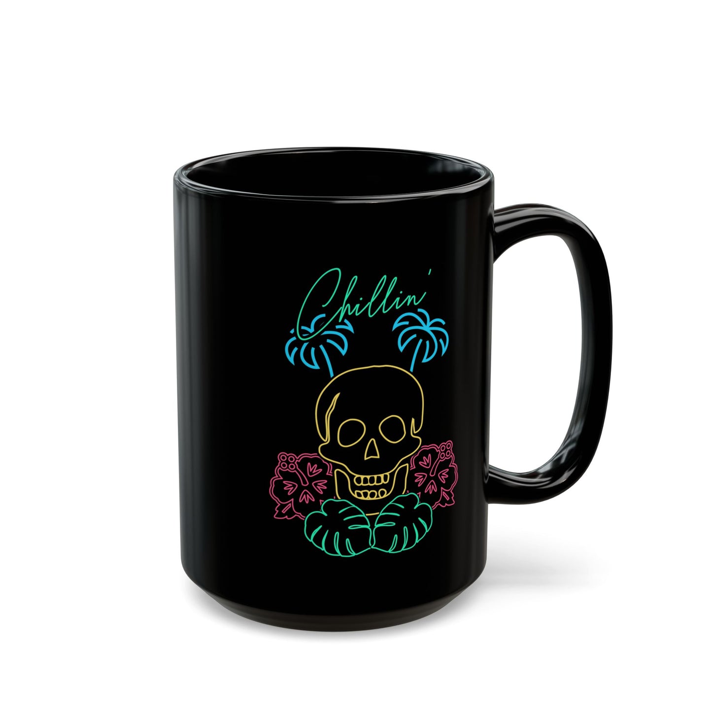 Chillin' Neon Skull Black Mug