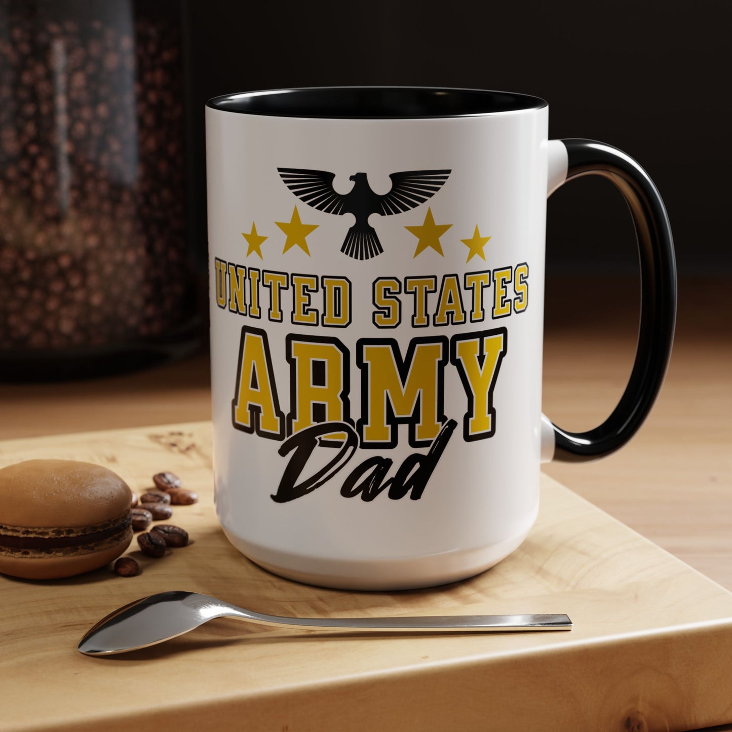 US Army Dad Black Accent Mug
