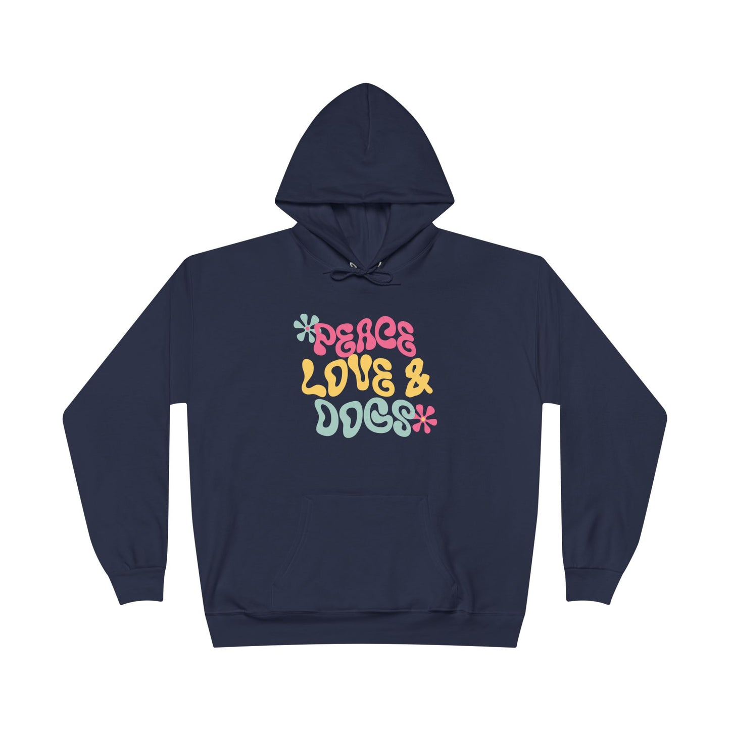 Peace Love And Dogs Navy Blue Hoodie