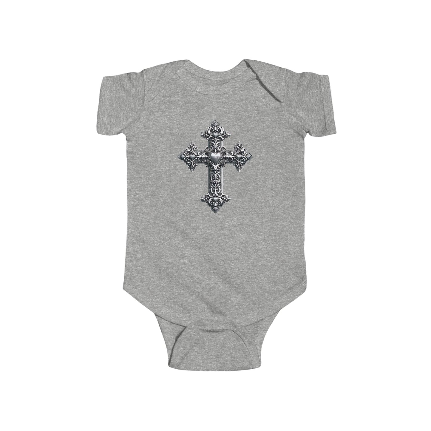 Ornamental Cross Grey Baby Onesie