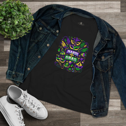Mardi Gras Collage Black Womens T-Shirt