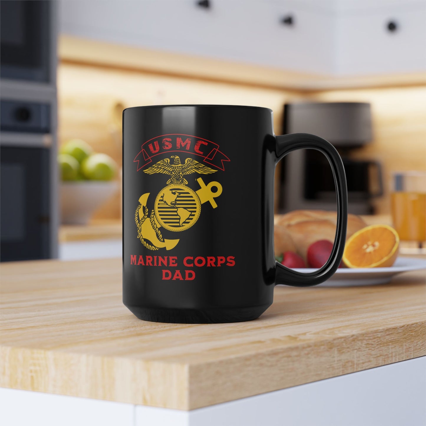 US Marine Corps Dad Black Mug
