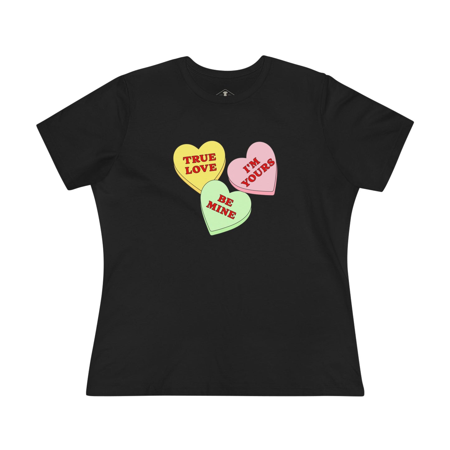 Valentine's Day Conversation Hearts Black Womens T-Shirt