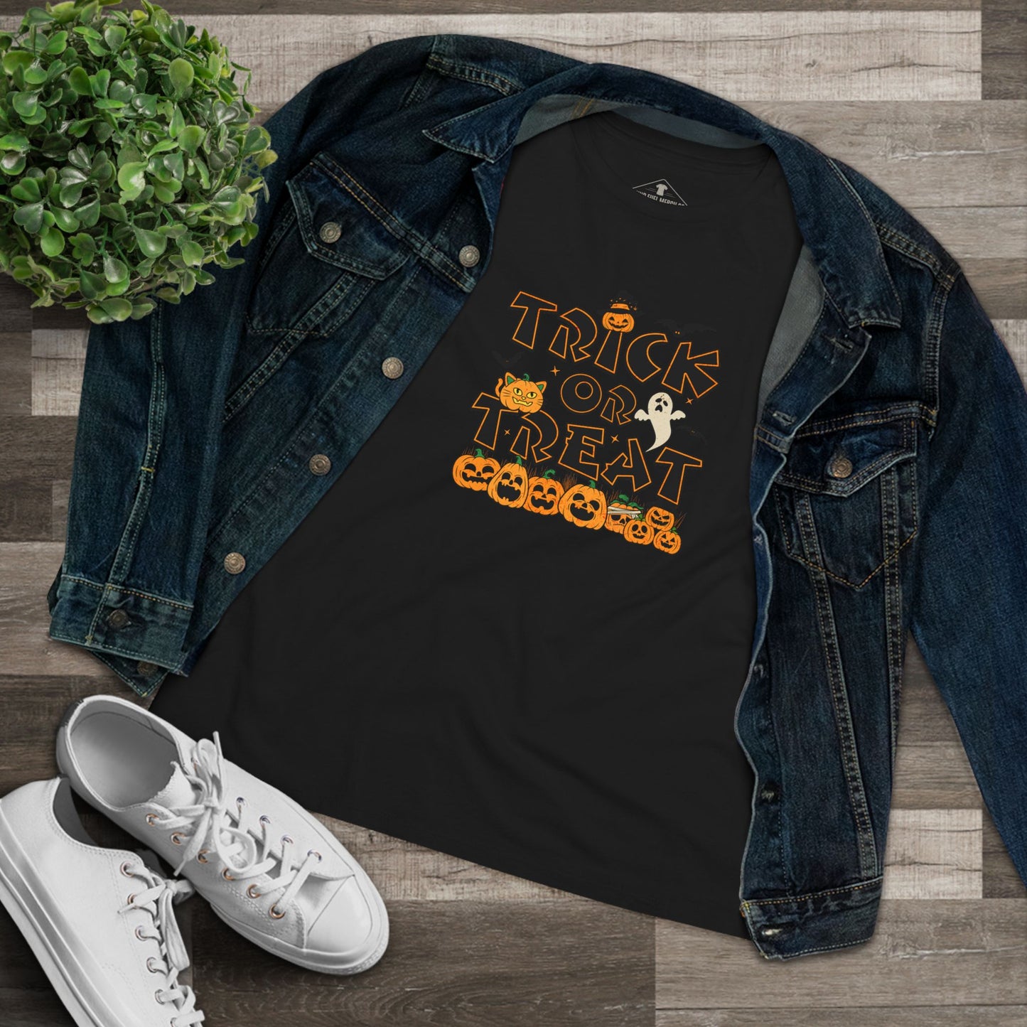 Trick Or Treat Halloween Black Womens T-Shirt