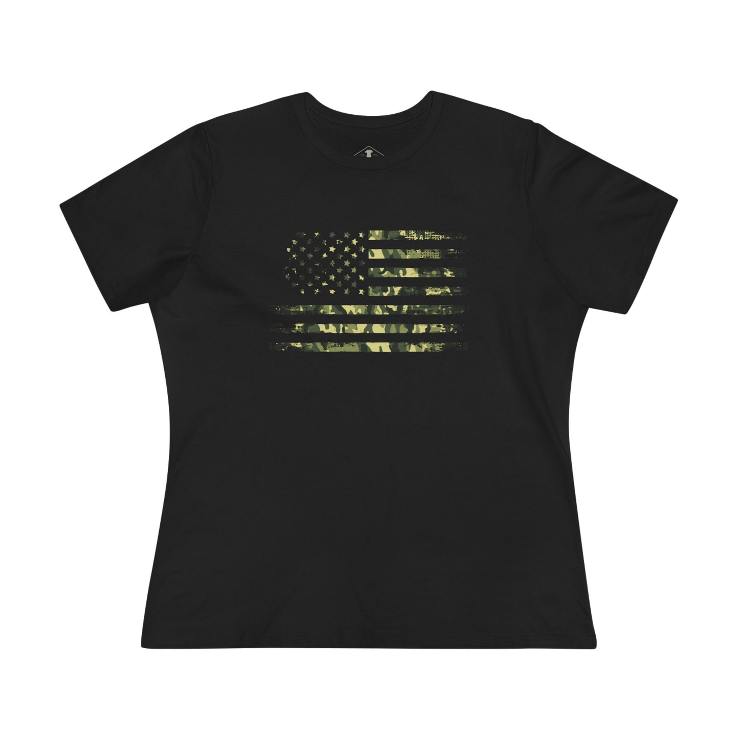 Green Camo Flag Black Womens T-Shirt