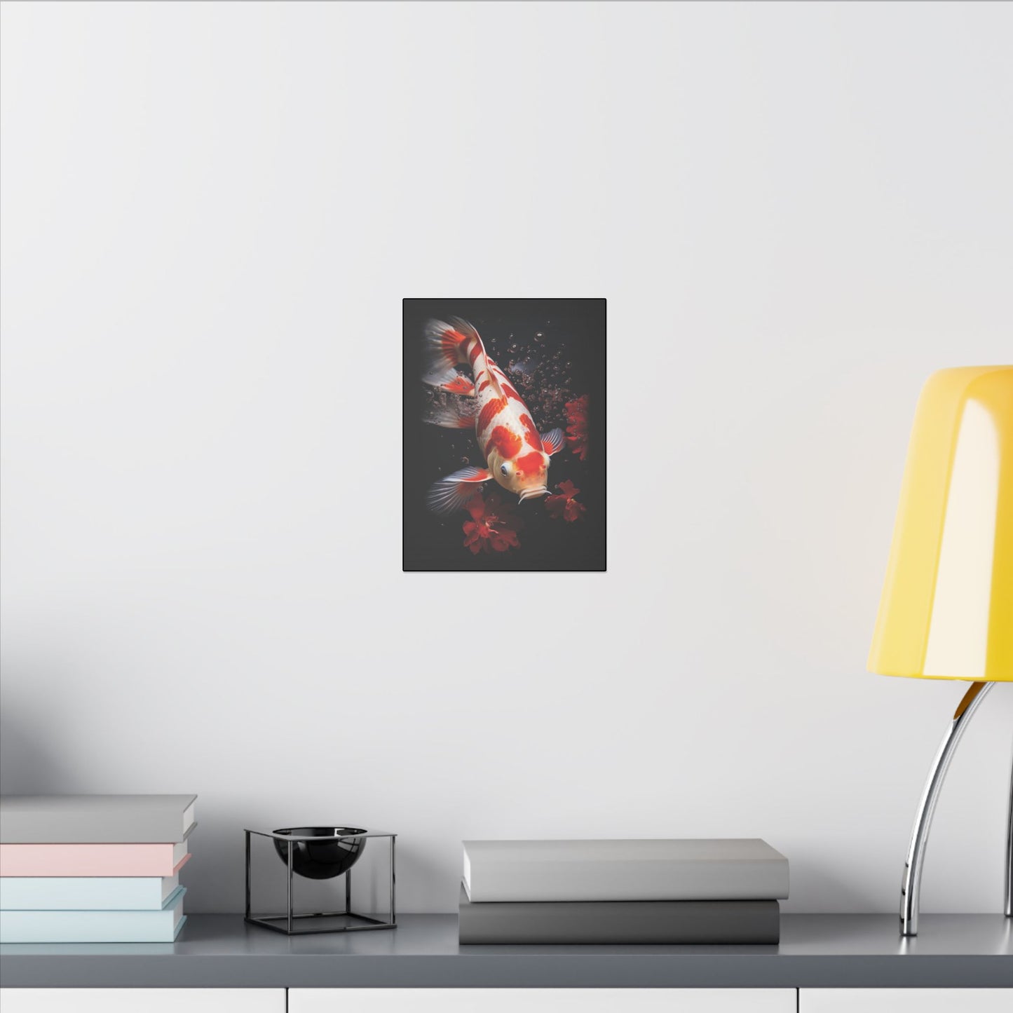 Koi Fish Black Wall Canvas