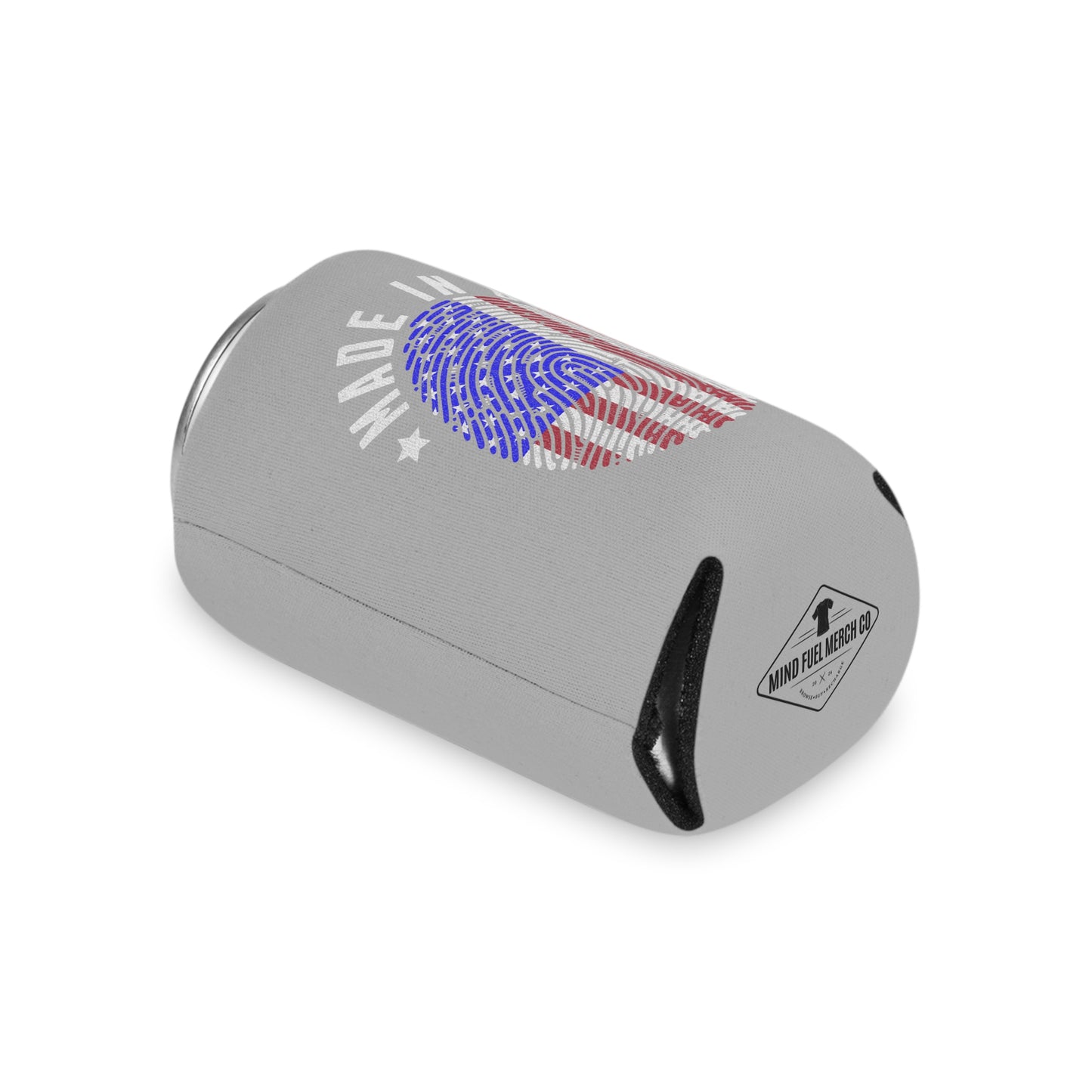 Made In USA Fingerprint Grey Koozie Can Cooler