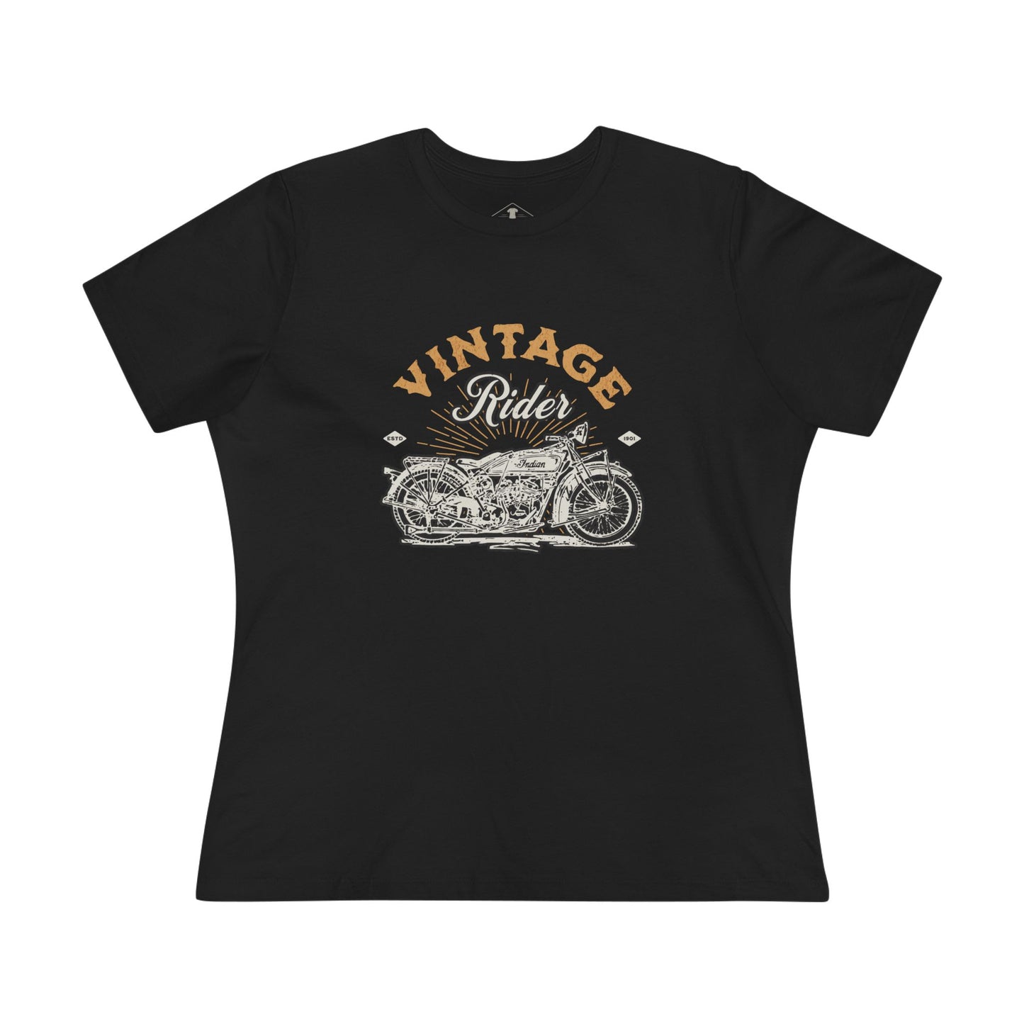 Vintage Rider Motorcycle Black Womens T-Shirt