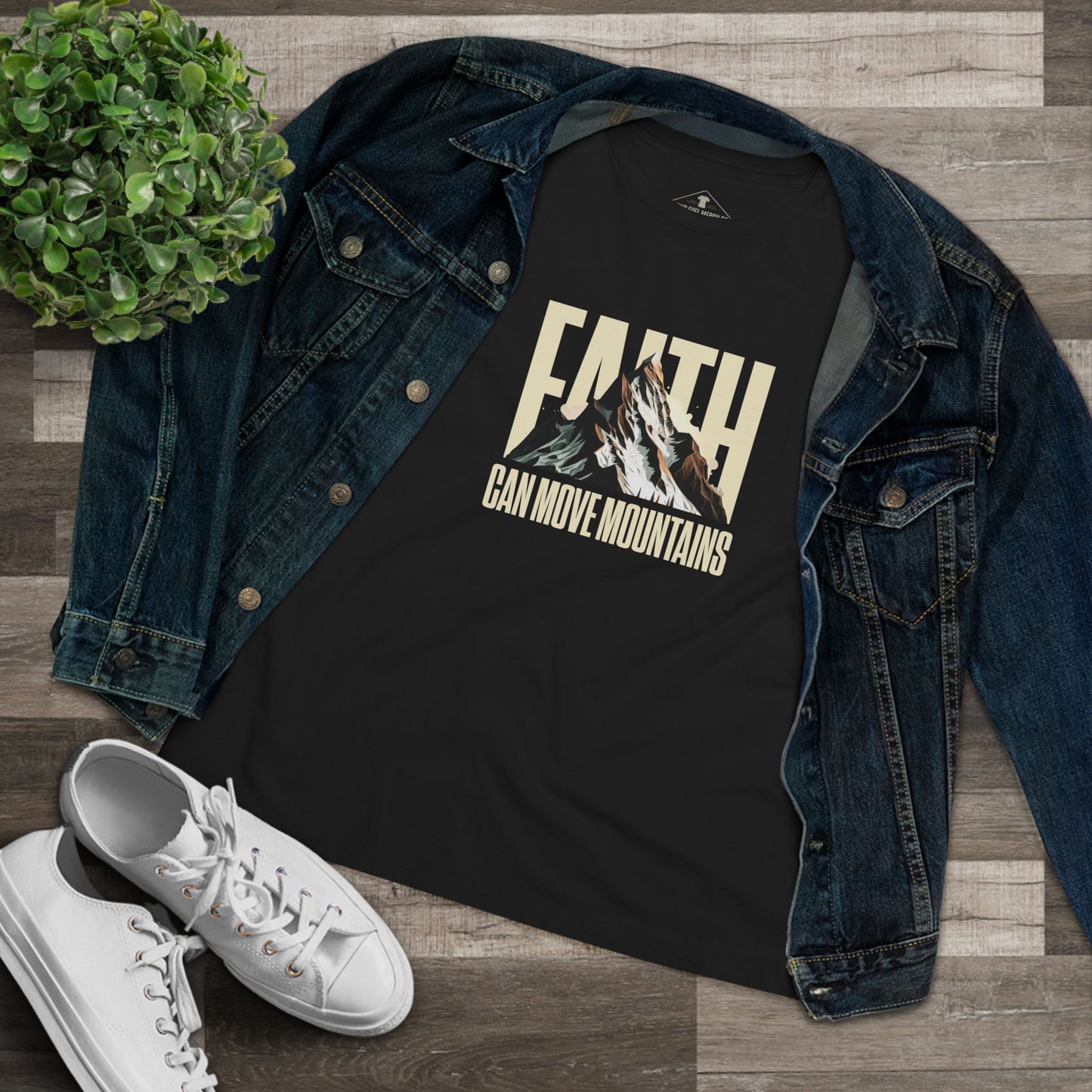 Faith Can Move Mountains Black Womens T-Shirt