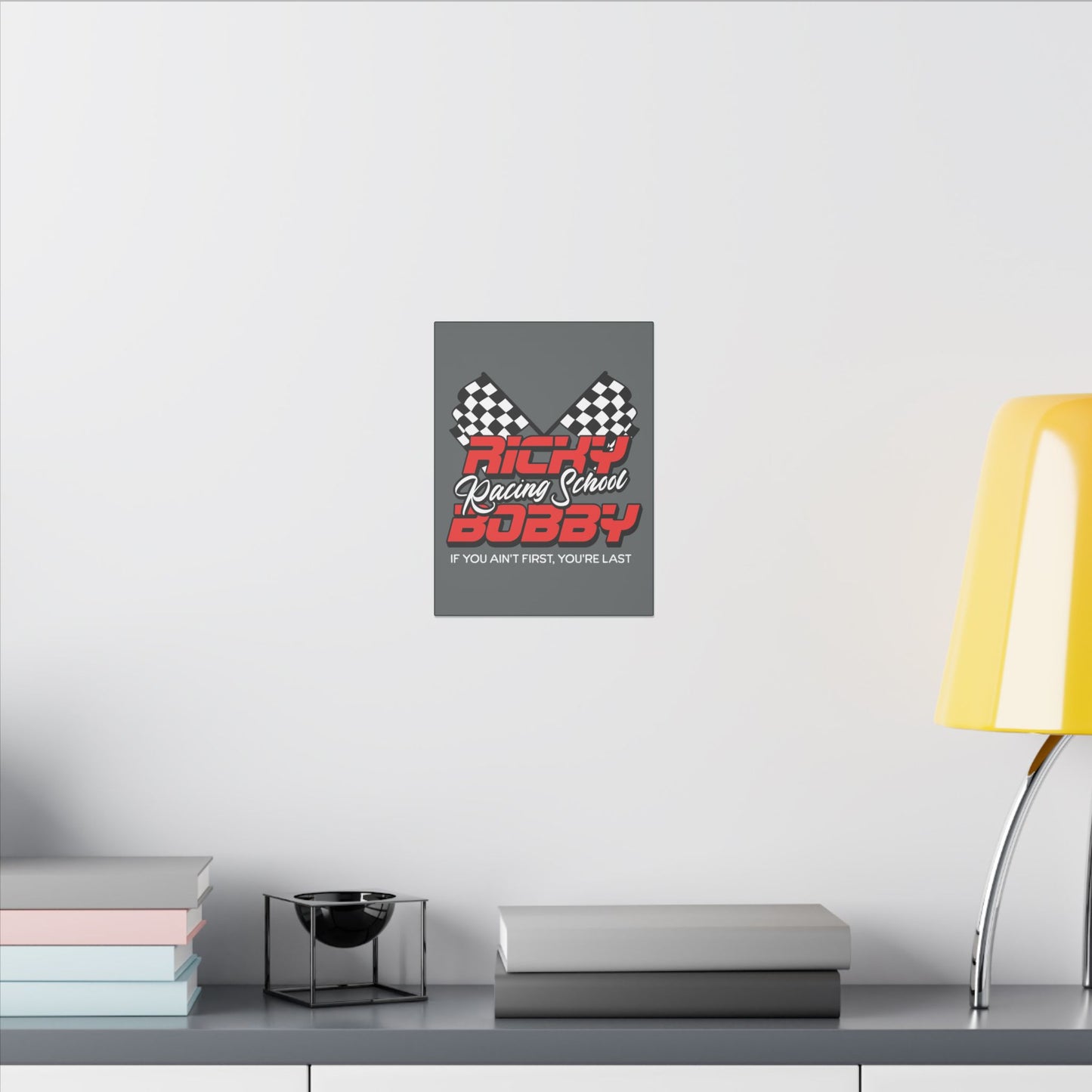 Ricky Bobby Racing School Grey Wall Canvas
