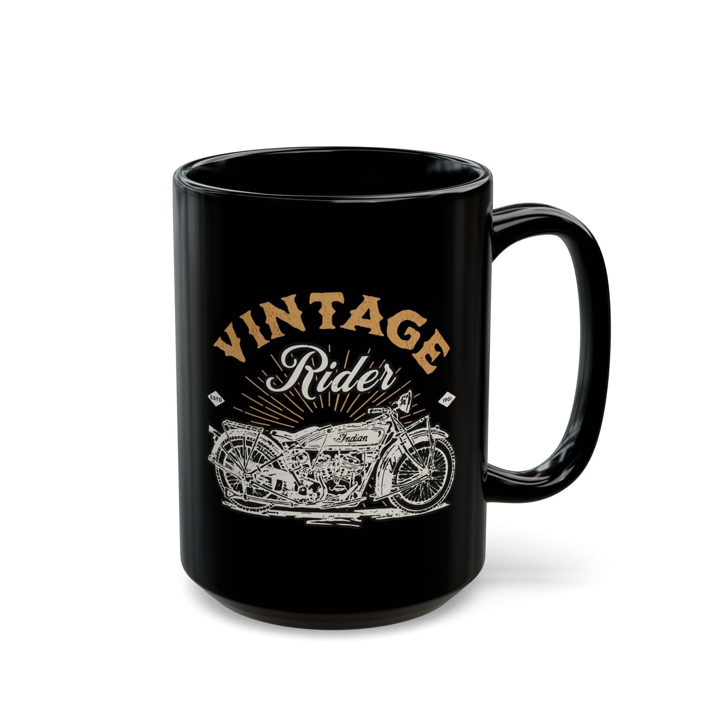 Vintage Rider Motorcycle Black Mug