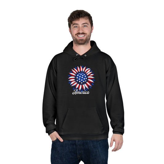 American Flag Flower Black Hoodie
