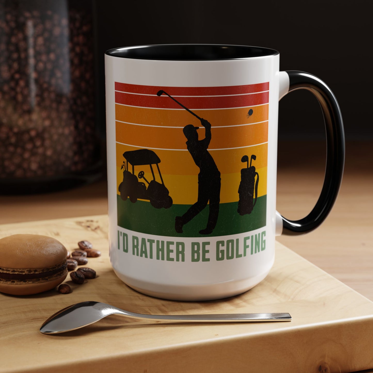 I'd Rather Be Golfing Black Accent Mug