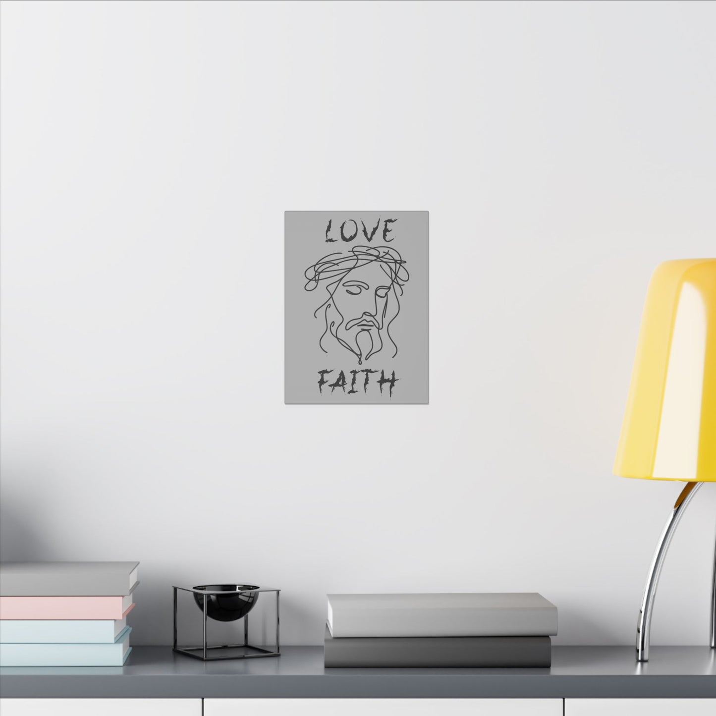 Jesus Love Faith Grey Wall Canvas