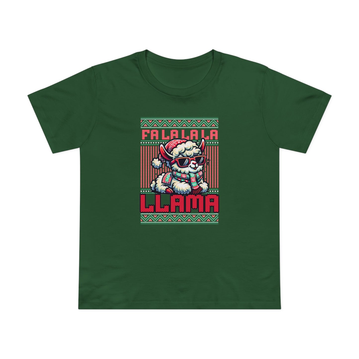 Fa La La La Llama Green Womens T-Shirt