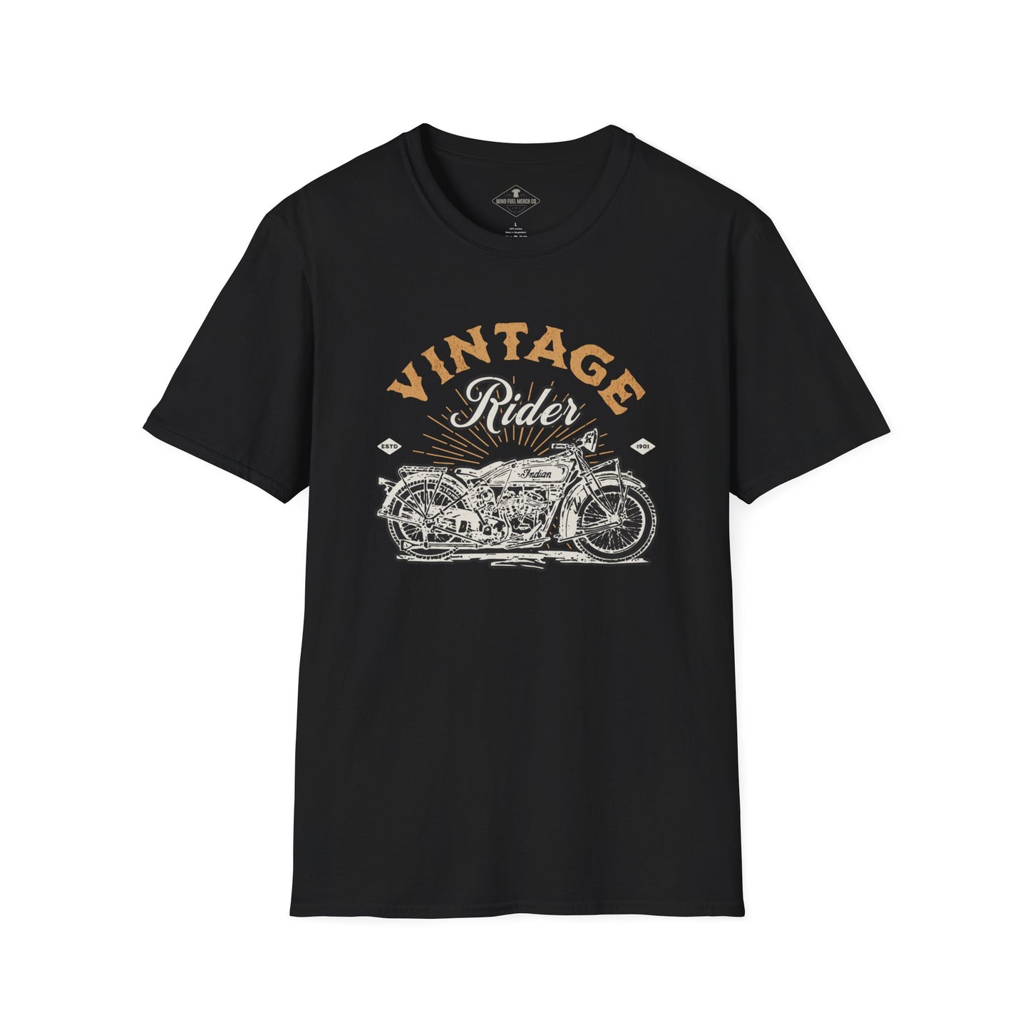 Vintage Rider Motorcycle Black T-Shirt