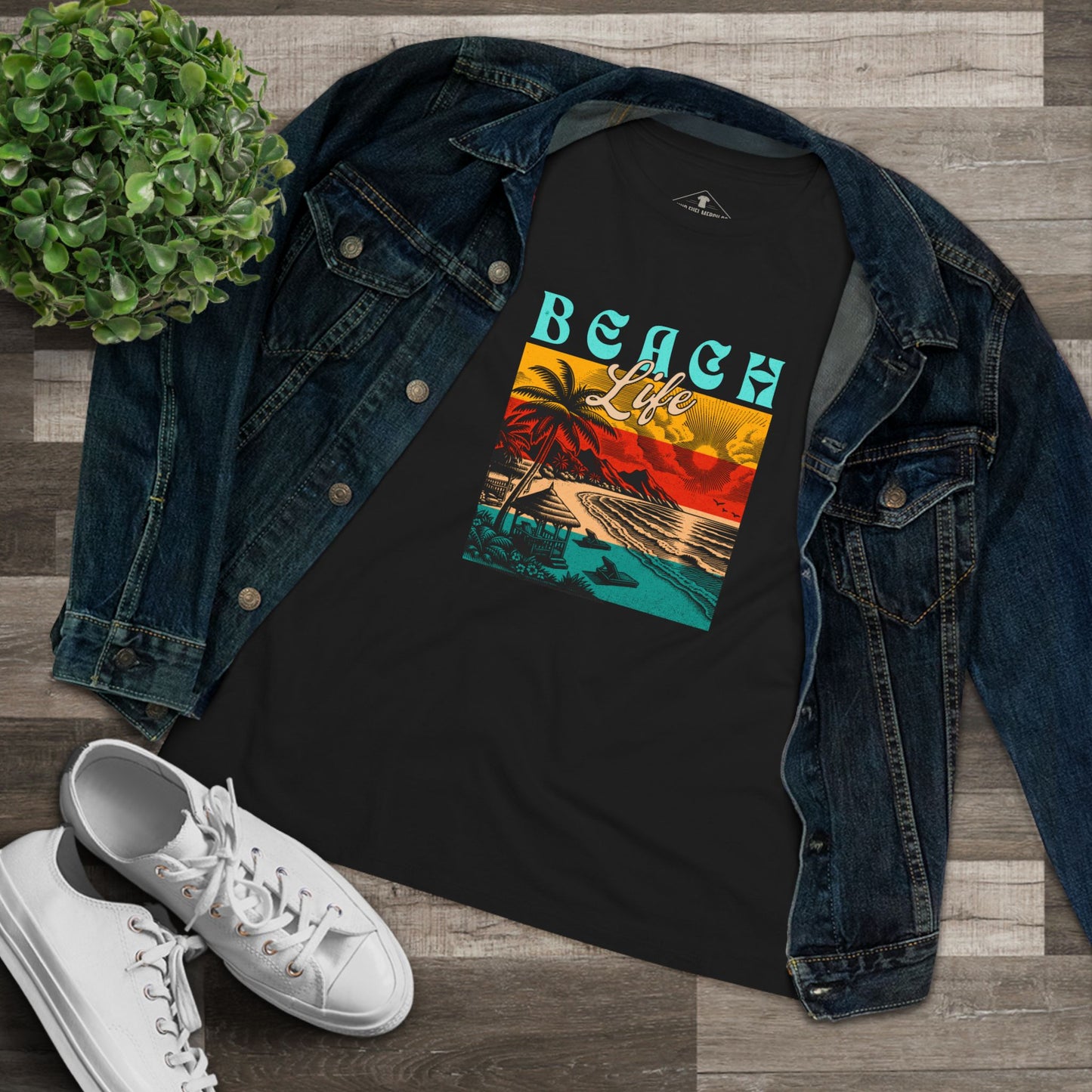 Beach Life Black Womens T-Shirt