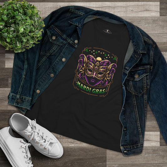 Mardi Gras Fancy Mask Black Womens T-Shirt