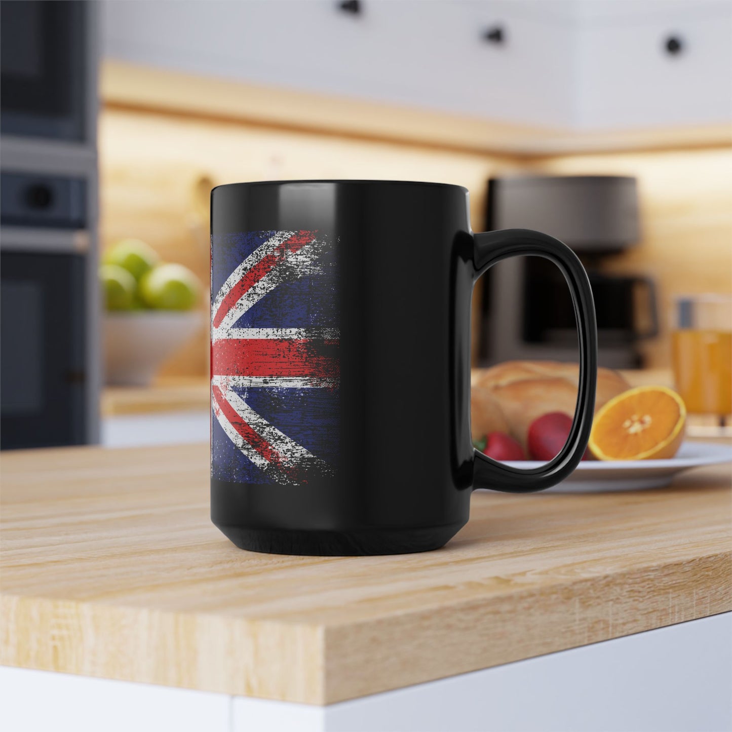 Union Jack UK Flag Black Mug