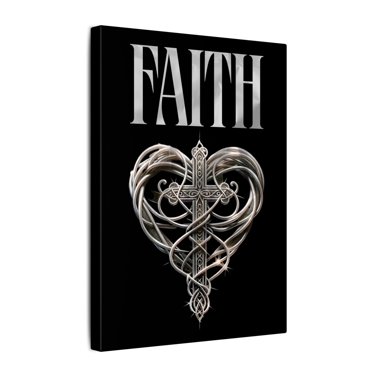 Faith Cross Black Wall Canvas
