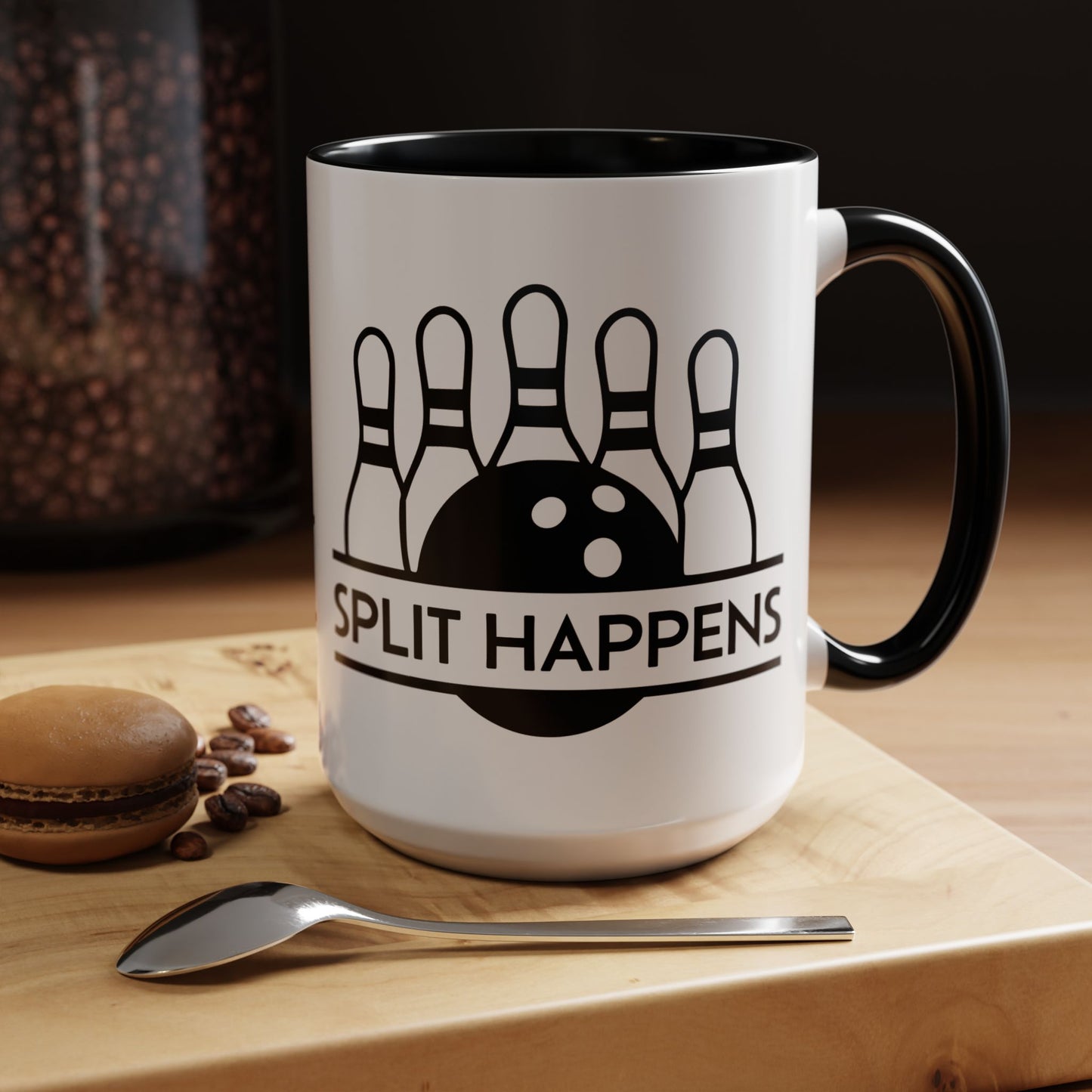Split Happens Black Accent Mug