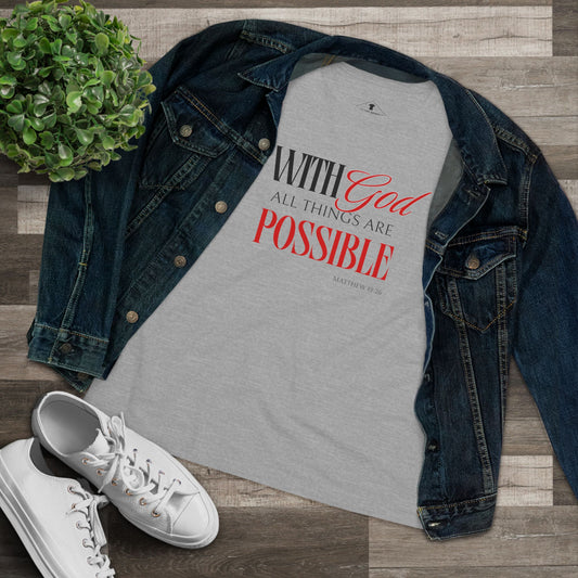 With God All Things Are Possible Grey Womens T-Shirt