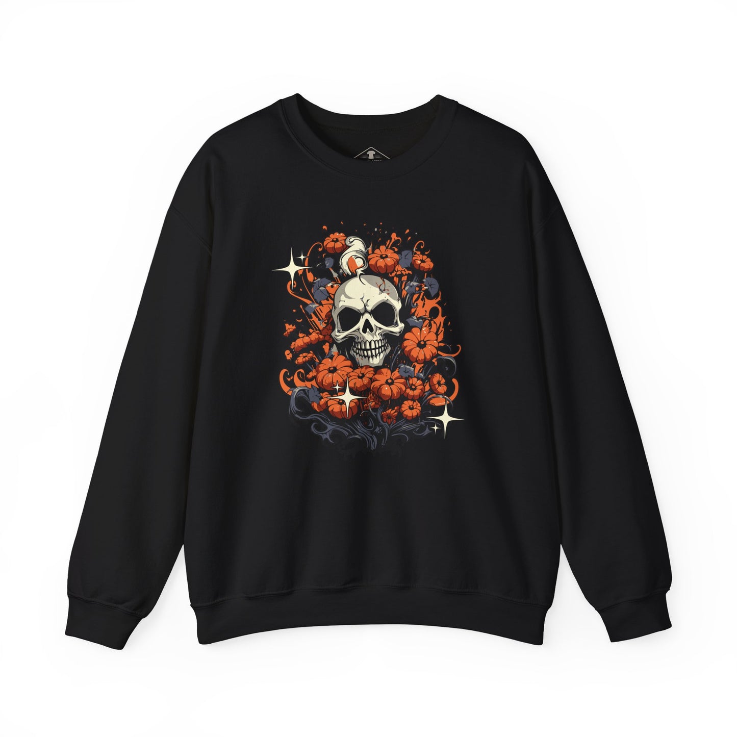 Skull Pumpkin Patch Halloween Black Sweatshirt