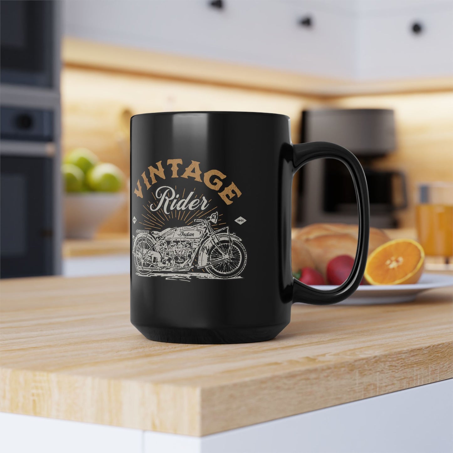 Vintage Rider Motorcycle Black Mug