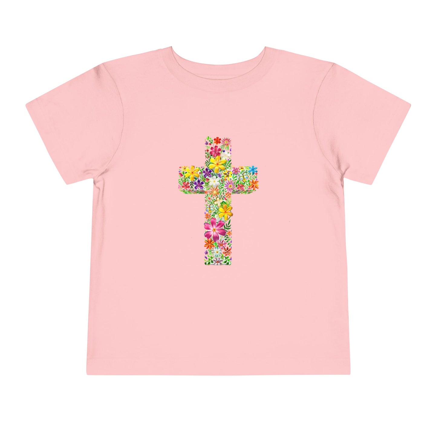 Floral Cross Pink Toddler T-Shirt