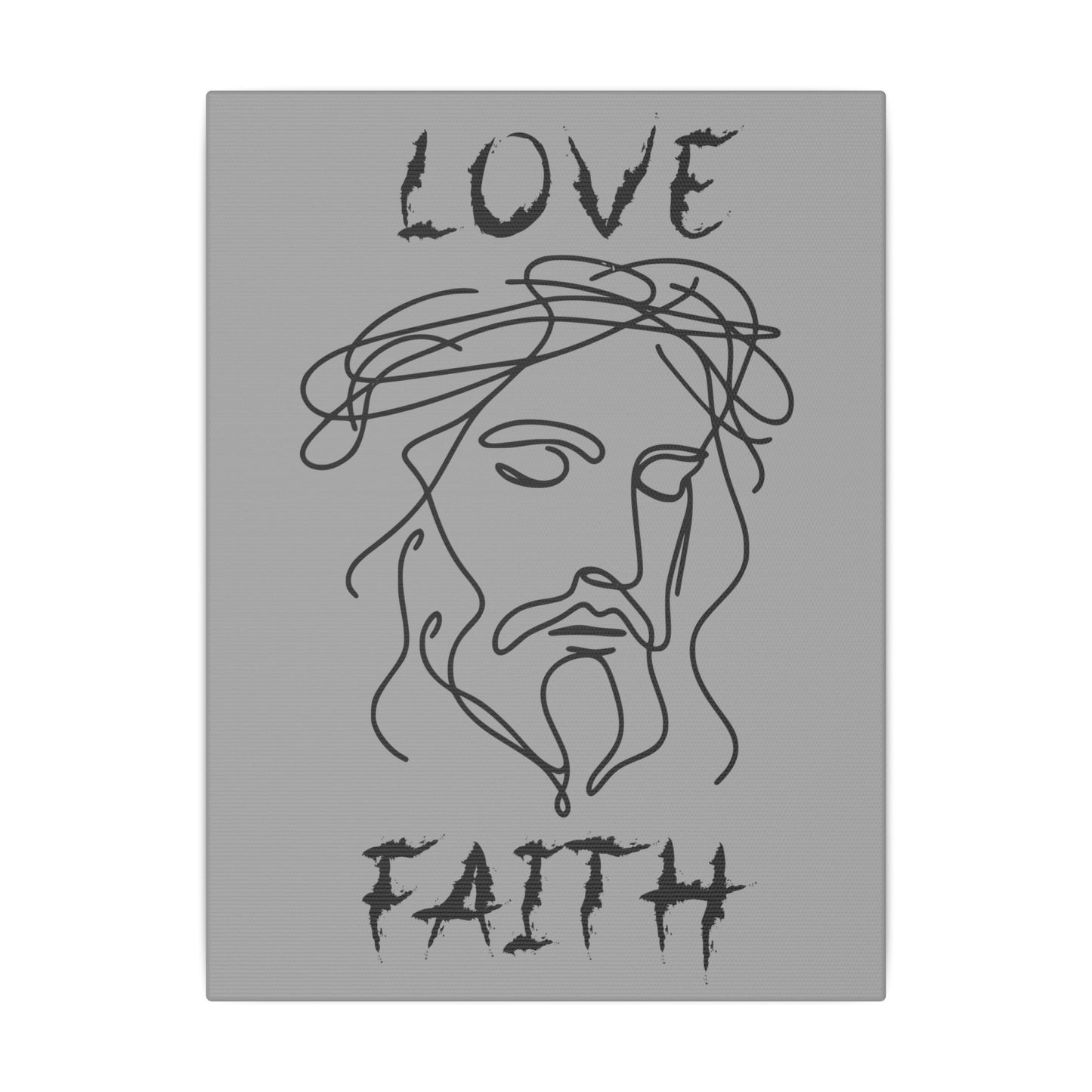 Jesus Love Faith Grey Wall Canvas