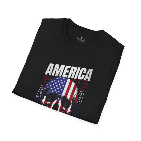 America 250 Flag Skull Black T-Shirt