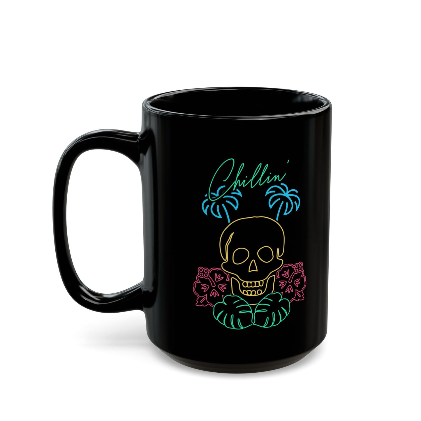 Chillin' Neon Skull Black Mug