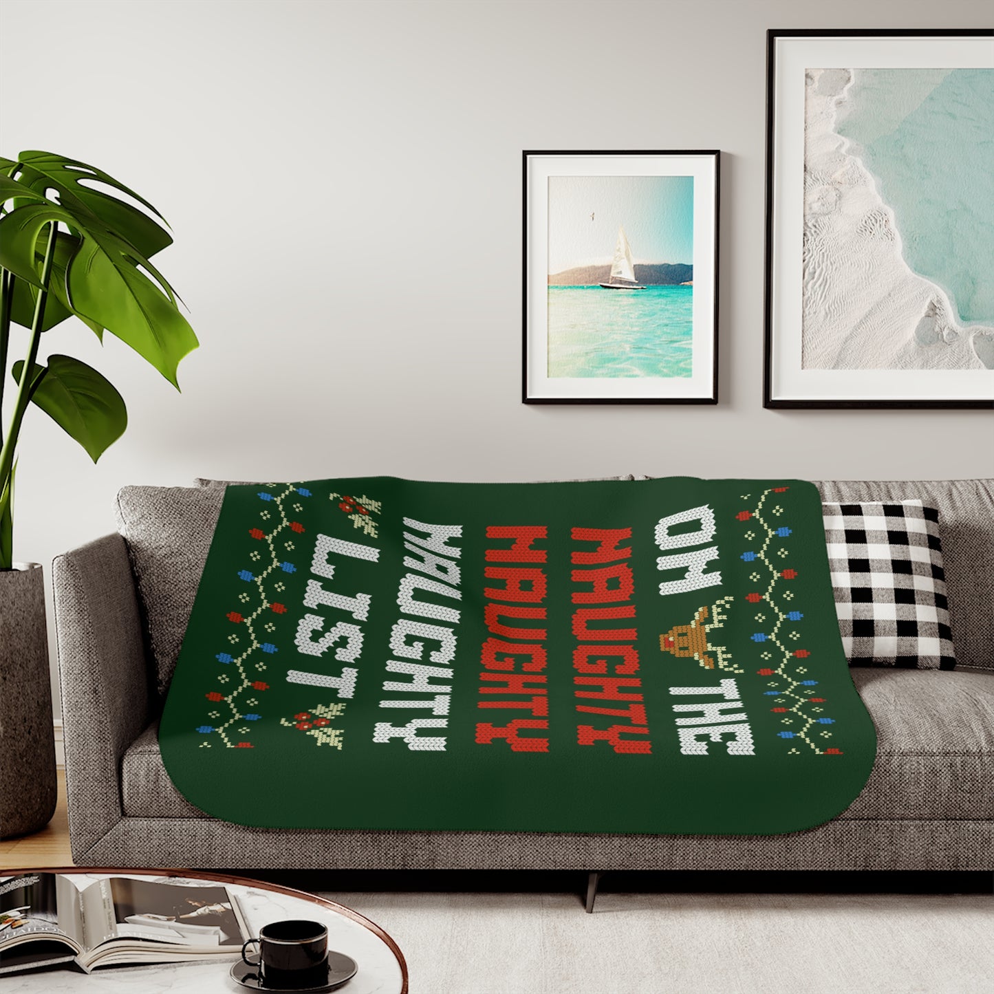 On The Naughty Christmas List Sherpa Blanket