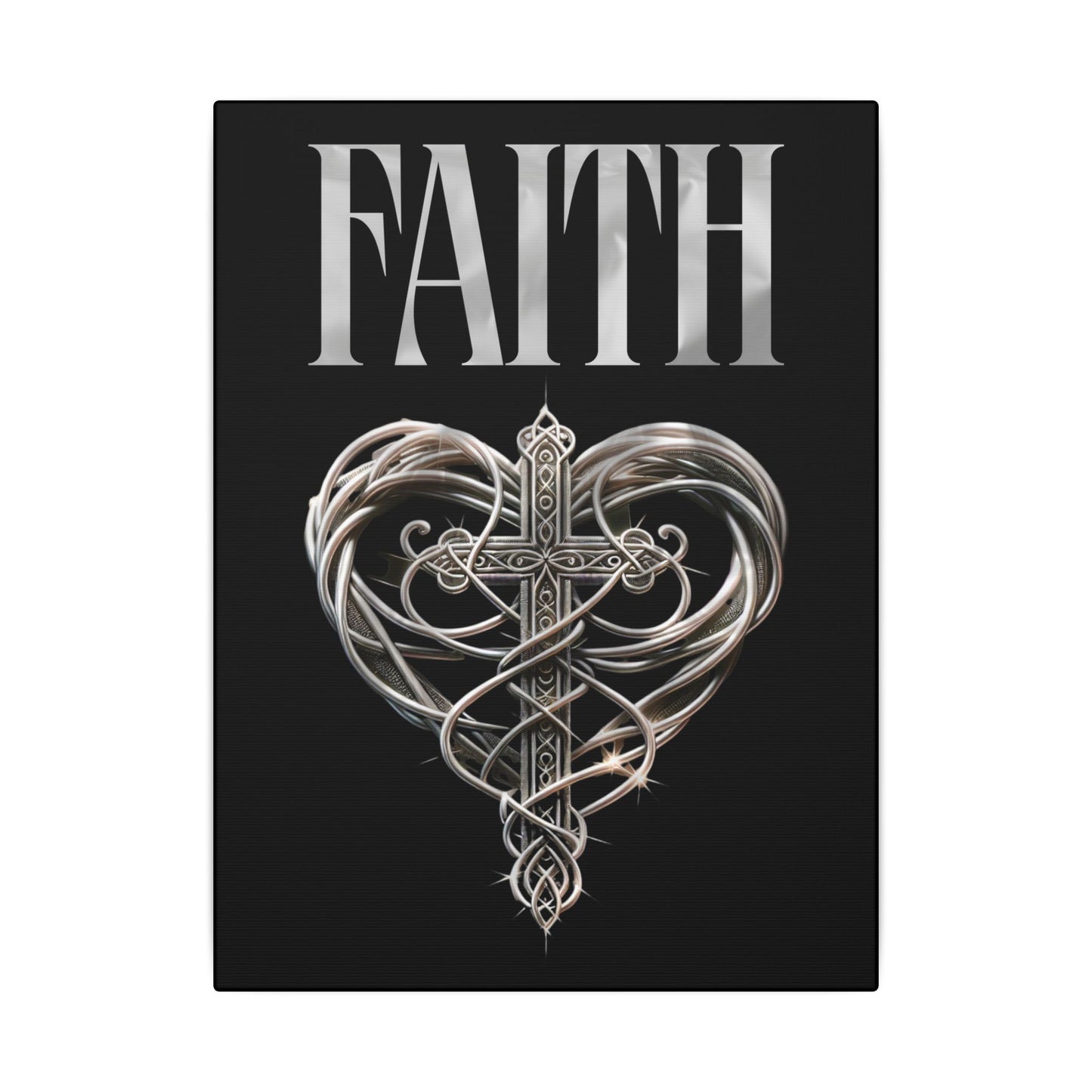 Faith Cross Black Wall Canvas