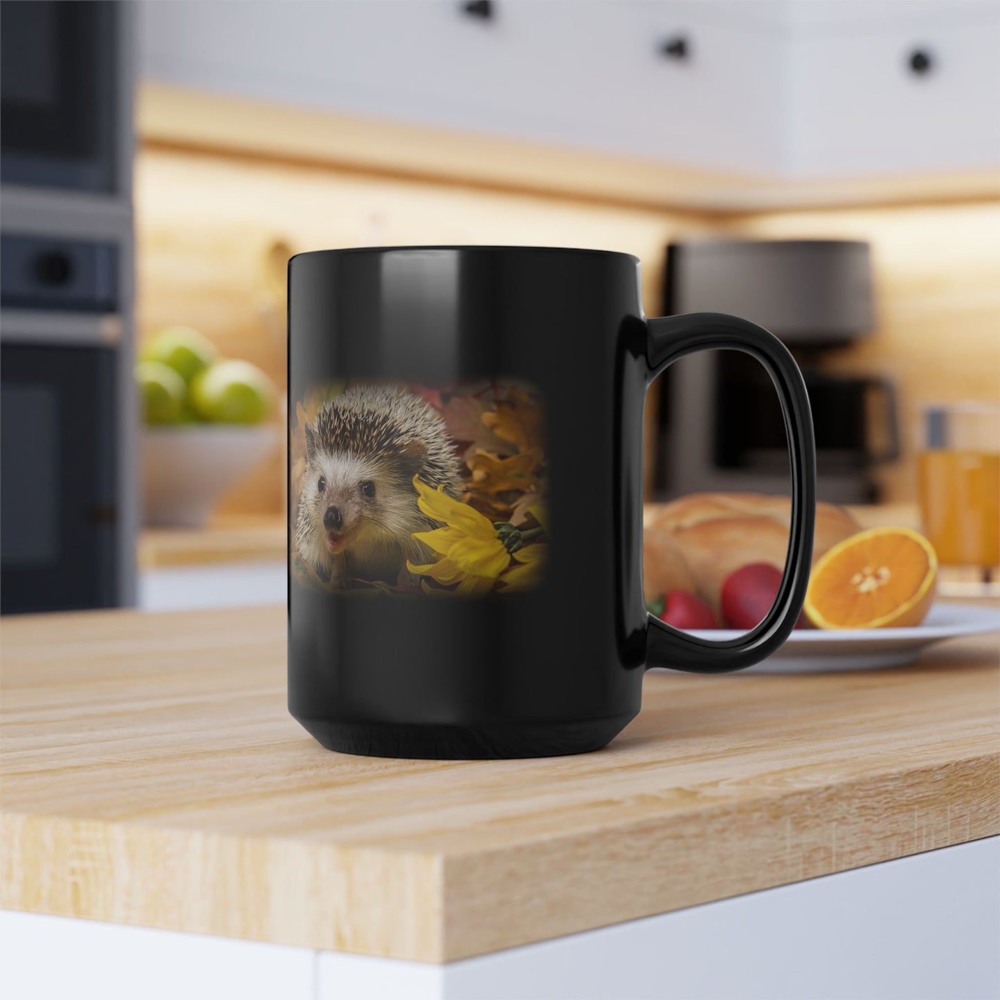 Hedgehog Black Mug