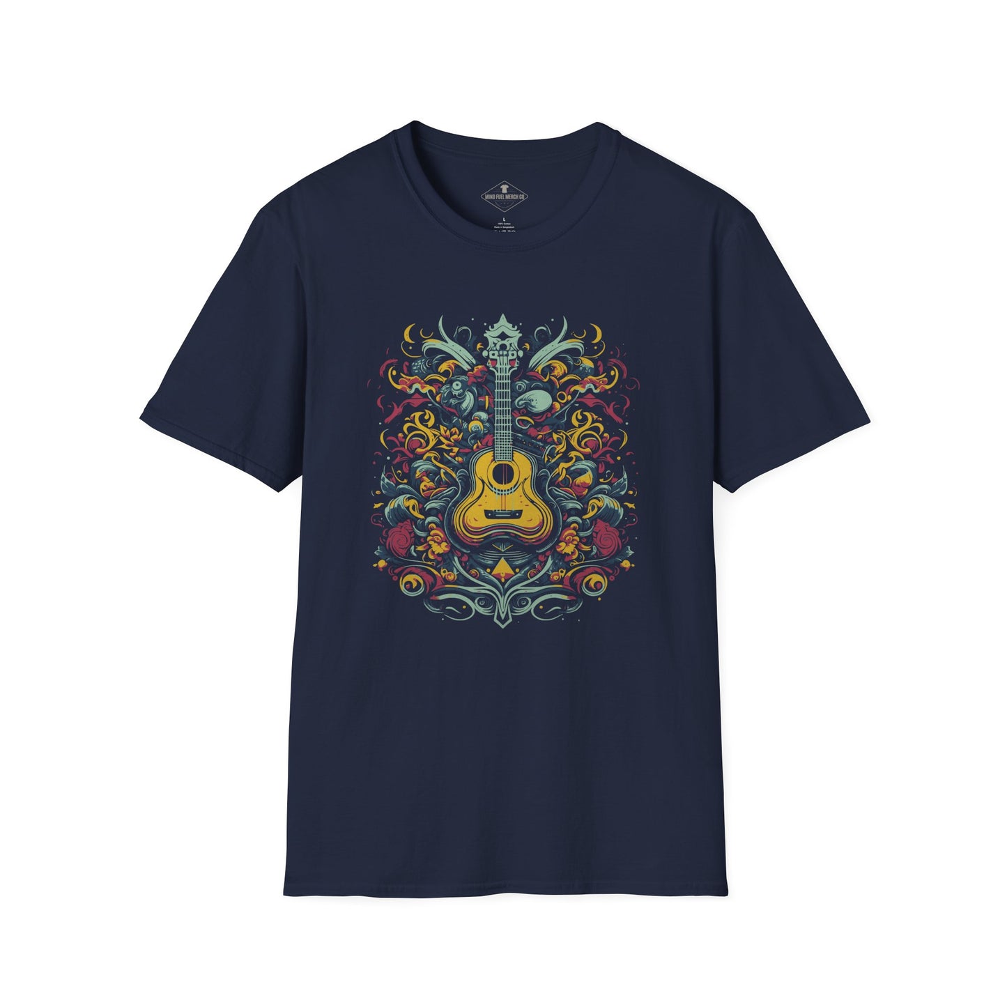 Floral Guitar Navy Blue T-Shirt