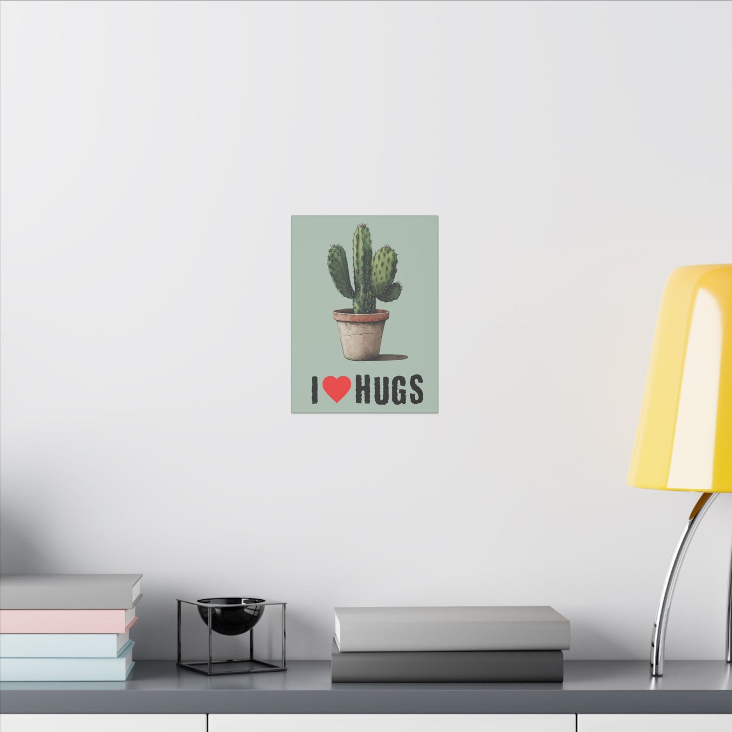 I Love Hugs Cactus Sage Green Wall Canvas