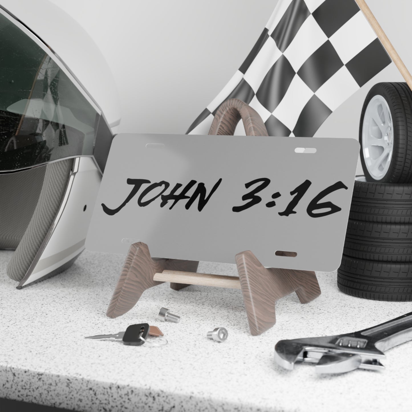 John 3:16 Grey Vanity License Plate