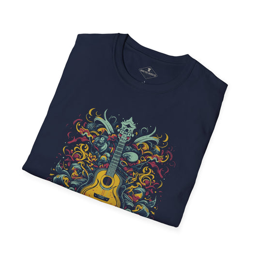 Floral Guitar Navy Blue T-Shirt