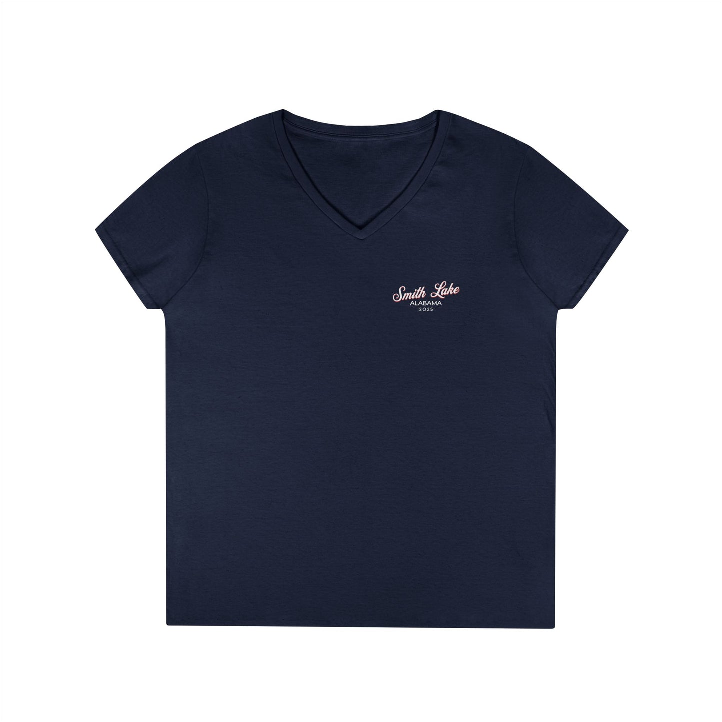 Smith Lake MLGA Tattered Flag Navy Ladies V-Neck T-Shirt