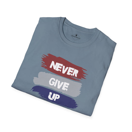 Never Give Up Slate Blue T-Shirt