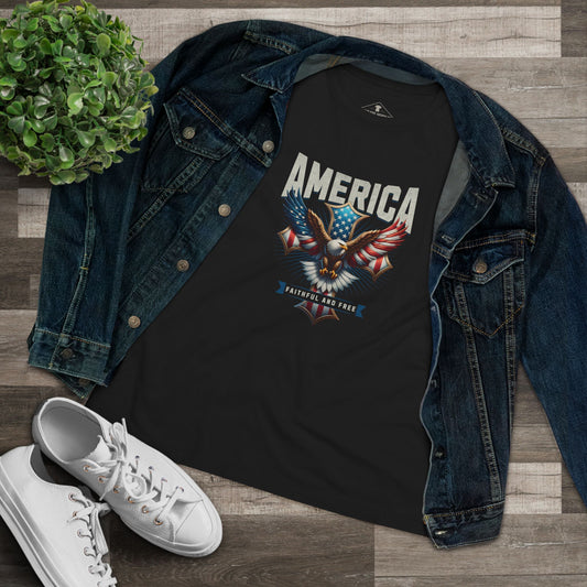 Eagle America Flag Black Womens T-Shirt