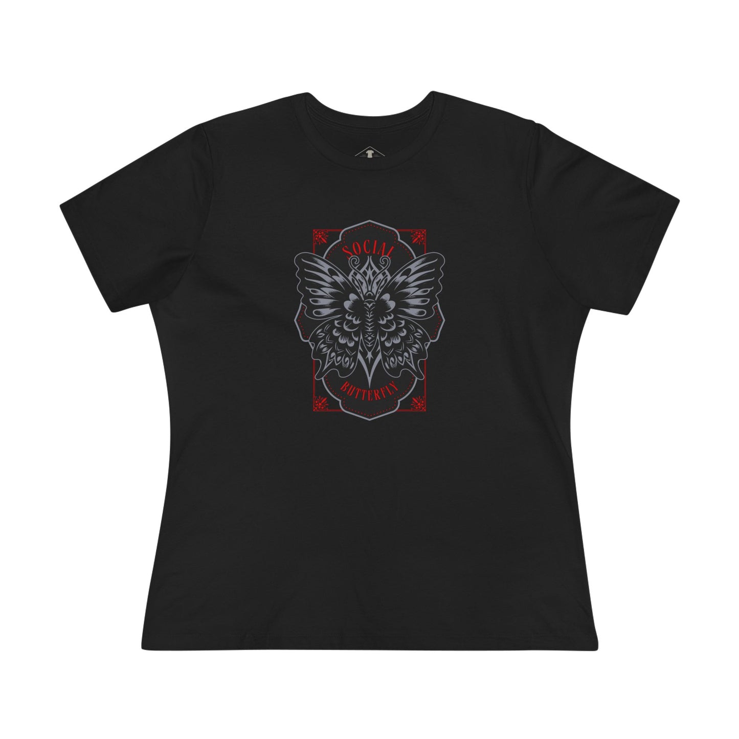Social Butterfly Black Womens T-Shirt